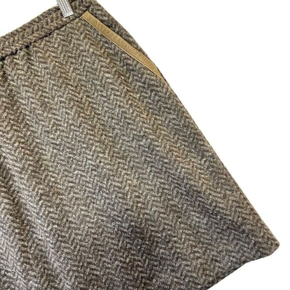 J. Crew Wool Blend Mini Brown Skirt  With Pockets Size 6 - Picture 5 of 16